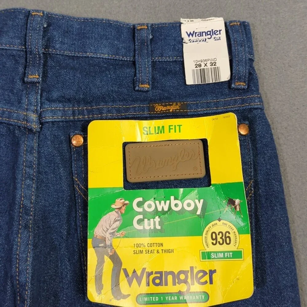 Wrangler Jeans Men's 28x32 Blue 936PWD Cowboy Cut Slim Denim Western NWT